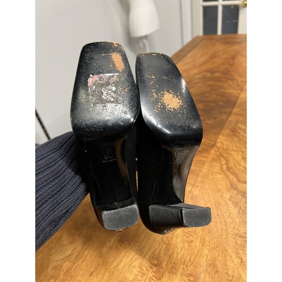 Vtg 90s Proxy Women’s 6 Black Square Toe Made In Spain Pumps Shoes Block Heels - Picture 6 of 8